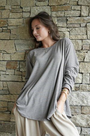 Agnes Stripe Trapeze Top Earth Marl